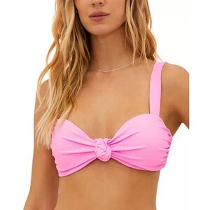 Beach Riot Bubble Gum Pink Sophia Ribbed Bikini Top Sz S Coquette Girly Beach